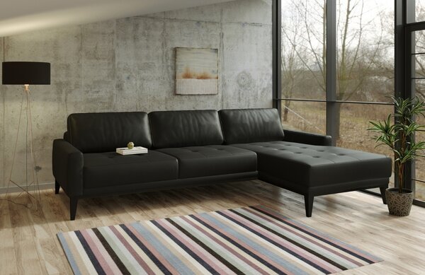 Tmavě šedá kožená rohová pohovka MESONICA Musso Tufted, pravá, 248 cm