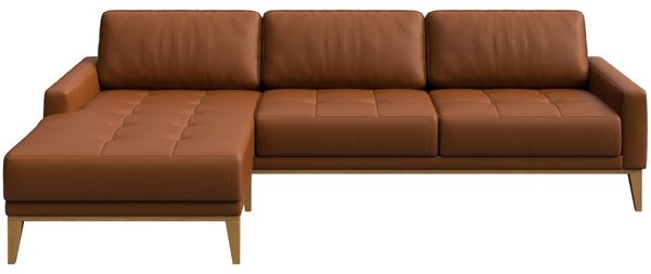 Hnědá kožená rohová pohovka MESONICA Musso Tufted, levá, 248 cm