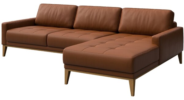 Hnědá kožená rohová pohovka MESONICA Musso Tufted, pravá, 248 cm