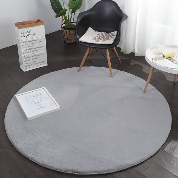 Tribeca Design Kusový kruhový koberec Faux Fur Light Grey Rozměry: 120x120 cm