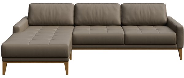 Světle hnědá kožená rohová pohovka MESONICA Musso Tufted, levá, 248 cm
