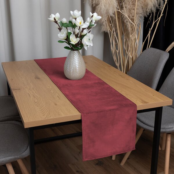 Biante Sametový běhoun na stůl Velvet Premium SVP-050 Vínově červený 35x120 cm