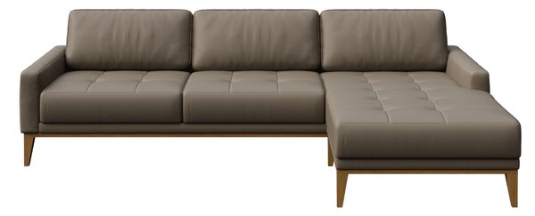 Světle hnědá kožená rohová pohovka MESONICA Musso Tufted, pravá, 248 cm