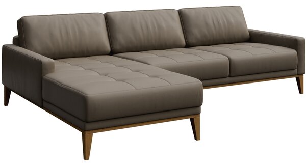 Světle hnědá kožená rohová pohovka MESONICA Musso Tufted, levá, 248 cm