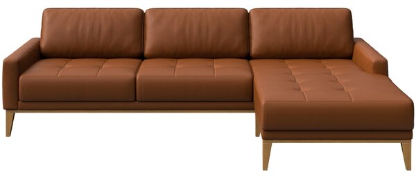 Hnědá kožená rohová pohovka MESONICA Musso Tufted, pravá, 248 cm