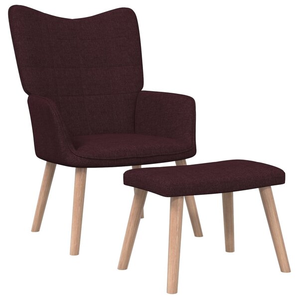Relaxační židle se stoličkou fialová textil
