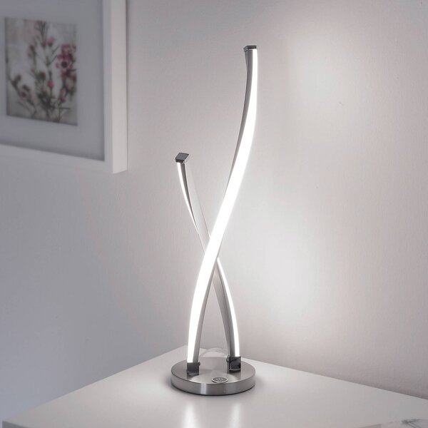 Paul Neuhaus LED stolní lampa Polina, stříbrná, kov, stmívatelné, stmívatelný, Hliník / šedá / zinek, Obývací pokoj / jídelna, kov, Moderní