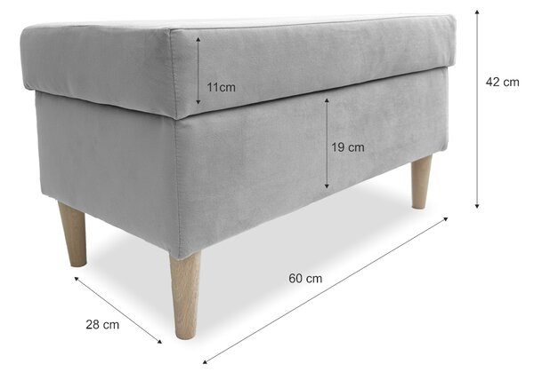 Taburet FINN 60x28 s úložným prostorem - šedý - ITAKA 51