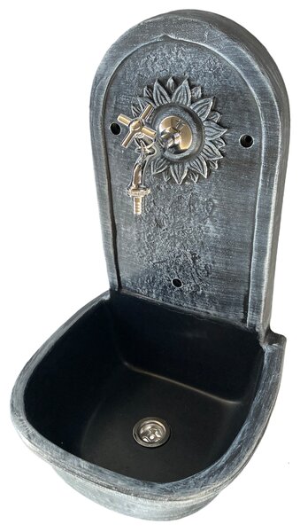 ROTO zahradní umyvadlo Slunce 63 cm stříbrná patina - kohoutek Fanski, výpusť