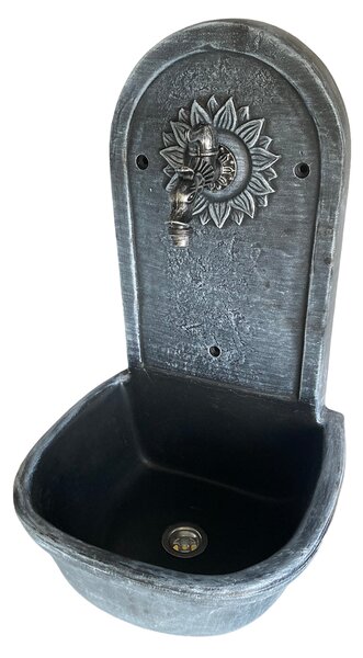 ROTO zahradní umyvadlo Slunce 63 cm stříbrná patina - kohoutek Drak, výpusť
