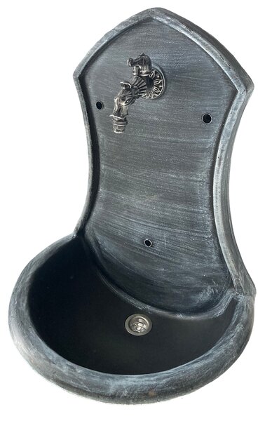 ROTO zahradní umyvadlo Saturn 71 cm stříbrná patina - kohoutek Drak, výpusť