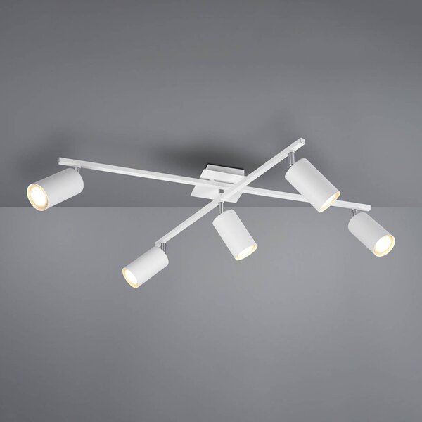 Trio Lighting Stropní bodové svítidlo Marley matně bílé 5 světel, stmívatelný, Bílá / opál, Obývací pokoj / jídelna, kov, Moderní