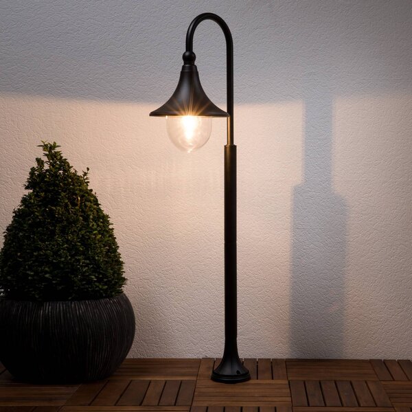 Lindby Světlo na cestu Daphne, 120 cm, černá, kov, E27, stmívatelný, Černá, Hliník, Moderní