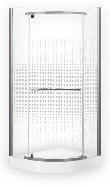 Čtvrtkruhový sprchový kout AUSTIN Varianta: rozměry: 80x80 cm, kód produktu: AUSTIN 800 - N0128, profily: stříbrná, výplň: potisk