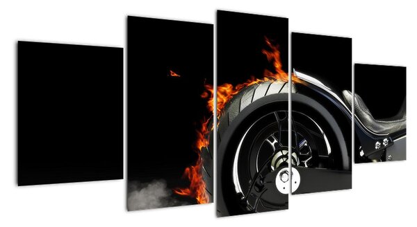 Obraz hořící motorky (150x70cm)
