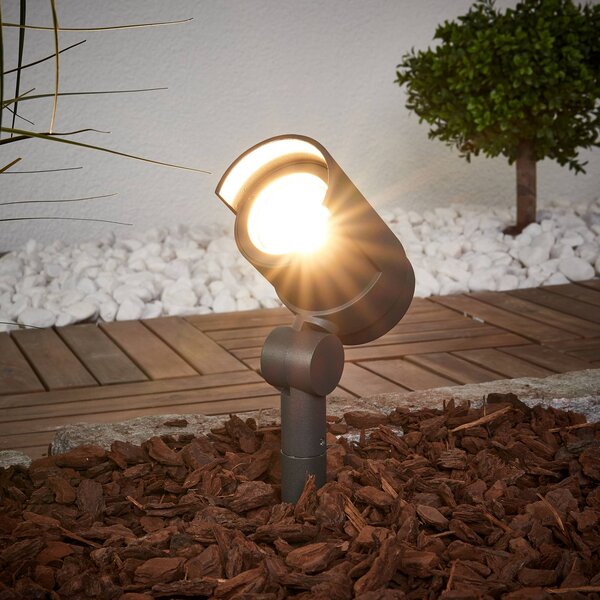 Lucande LED bodový reflektor Beatrix, antracit, hliník, 45,7 cm, Černá, Hliník, Moderní