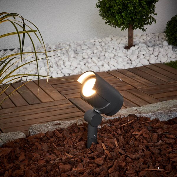 Lucande LED bodový reflektor Beatrix, antracit, hliník, 45,7 cm, Černá, Hliník, Moderní