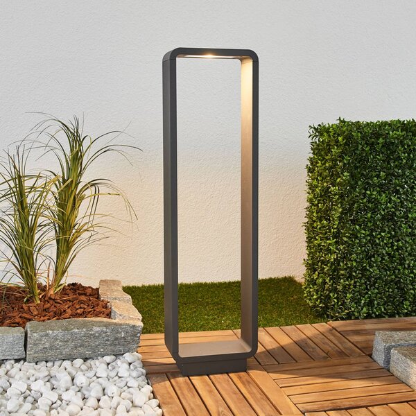 Lucande Světlo LED na cestu Ninon, 80 cm, antracit, kov, Černá, Hliník, Moderní