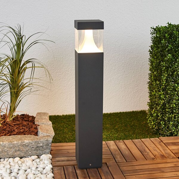 Lucande LED osvětlení cesty Egon, výška 65 cm, grafitově šedé, IP54, Černá, Hliník, Moderní