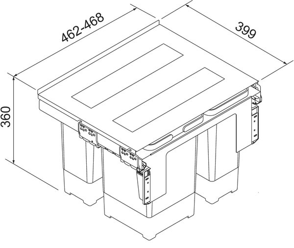 Odpadkový koš Franke Garbo 50-3, 1x 8 l + 2x 12 l 121.0200.691