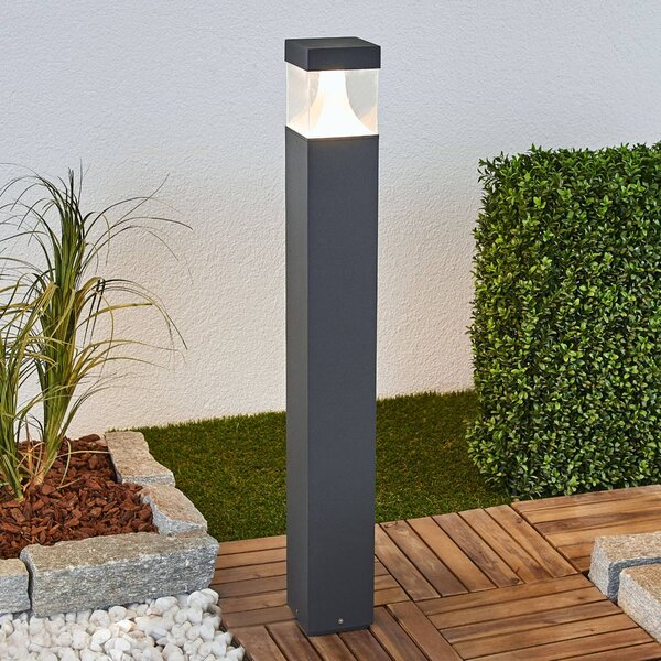 Lucande LED osvětlení cesty Egon, výška 90 cm, grafitově šedé, IP54, Černá, Hliník, Moderní