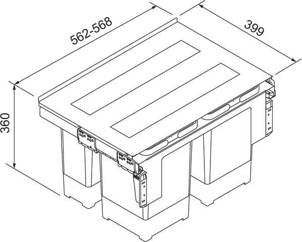 Odpadkový koš Franke Garbo 60-4, 2x 8 l + 2x 12 l 121.0200.676
