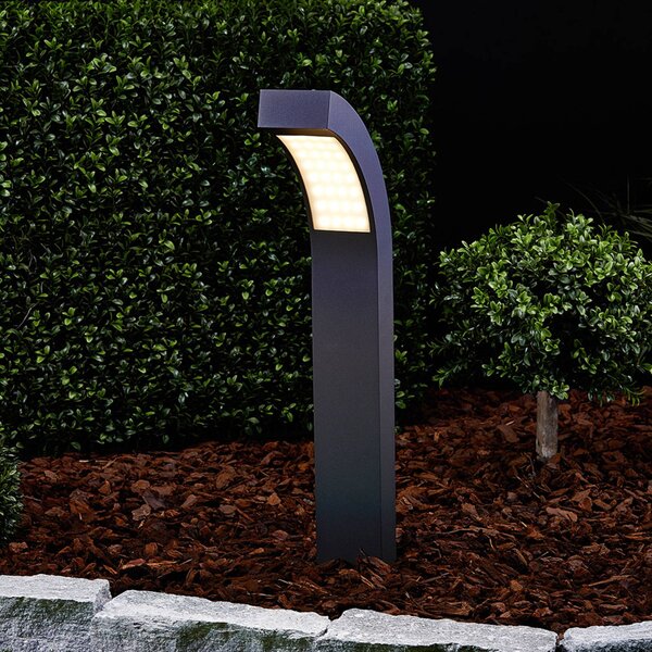 Lucande LED podstavné svítidlo Lennik, 60 cm, antracit, kov, Černá, Hliník, Moderní, Venkovní patník / osvětlení cesty