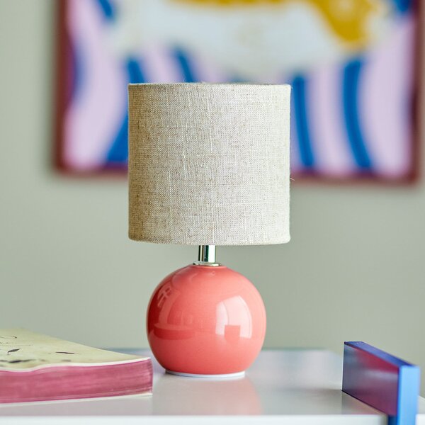 Stolní lampa Bloomingville, Valdis, Pudrová, Obývací pokoj, Keramika, Skandinávský