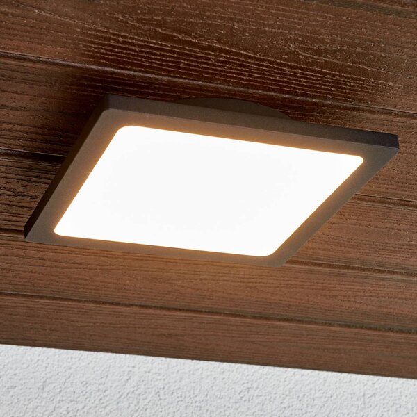 Lucande Venkovní stropní svítidlo LED Mabella, 23 cm, antracitová barva, Černá, Hliník, Moderní