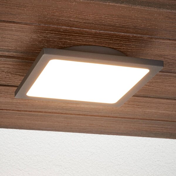 Lucande LED venkovní stropní svítidlo Mabella, 23 cm, senzor, IP65, Černá, Hliník, Moderní