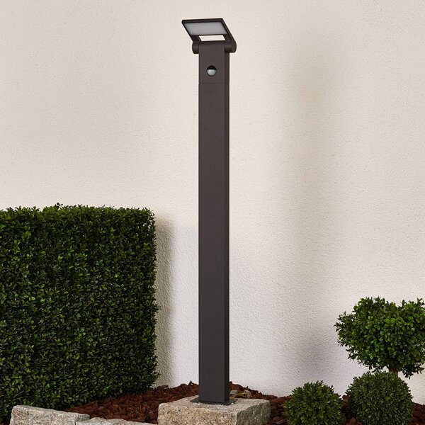 Lucande LED sloupková lampa Marius se senzorem, 100 cm, Černá, Hliník, Moderní