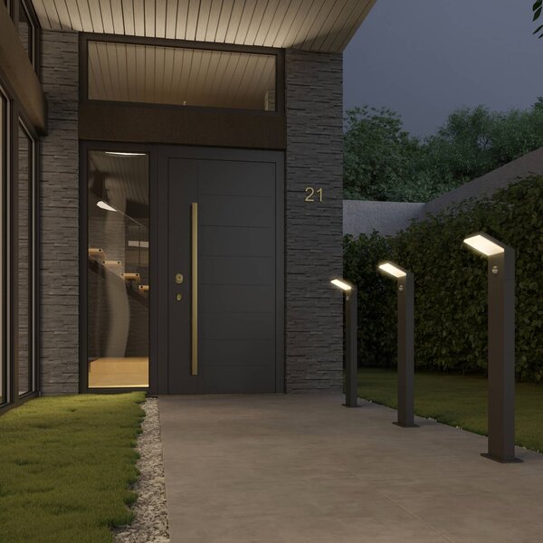 Arcchio LED světlo na cestu Yolena, senzor, 100 cm, antracitová barva, Černá, Hliník, Moderní