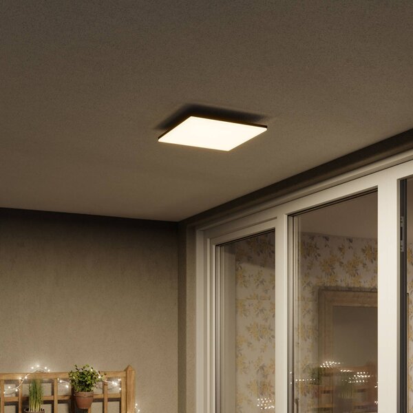 Lucande Čtvercové LED stropní světlo Henni pro exteriéry, Hliník / šedá / zinek, Moderní