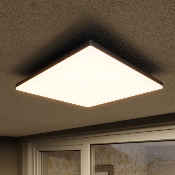 Lucande Čtvercové LED stropní světlo Henni pro exteriéry, Hliník / šedá / zinek, Moderní