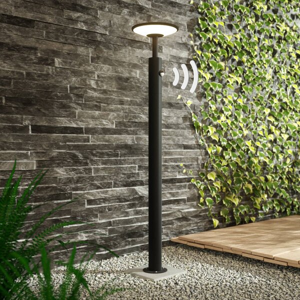 Lucande Fenia LED osvětlení cesty, 100 cm, senzor, IP54, antracitová barva, Černá, Hliník, Moderní