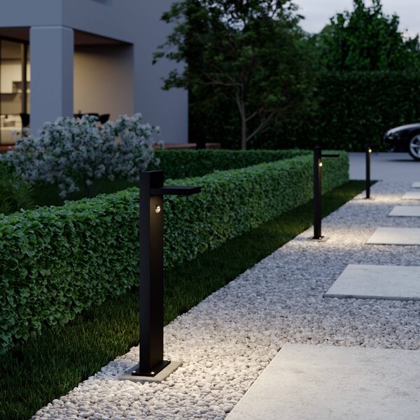 Lucande LED osvětlení cesty Silvan, antracitová barva, 65 cm, senzor, Černá, Hliník, Moderní