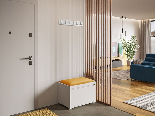 Nábytek do předsíně Konkor 60 + čalouněný nástěnný panel Pag 60x30, Barva: bílá, Barva látek:: Manila 09 5903211043970