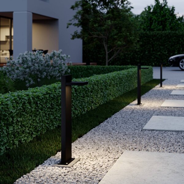 Lucande LED světlo na sloupku Silvan, 65 cm, antracit, kov, Černá, Hliník, Moderní