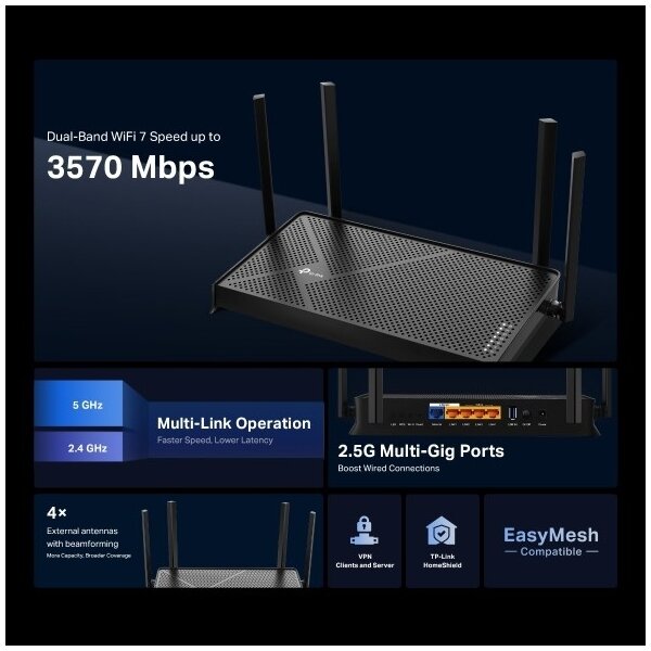 TP-Link - Dvoupásmový Wi-Fi 7 router Archer BE230