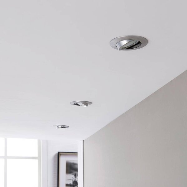 Lindby LED vestavné bodové svítidlo Andrej, kulaté, hliník, sada 3 kusů, Hliník / šedá / zinek, Obývací pokoj / jídelna, Plast, Moderní, Zapuštěné kulaté