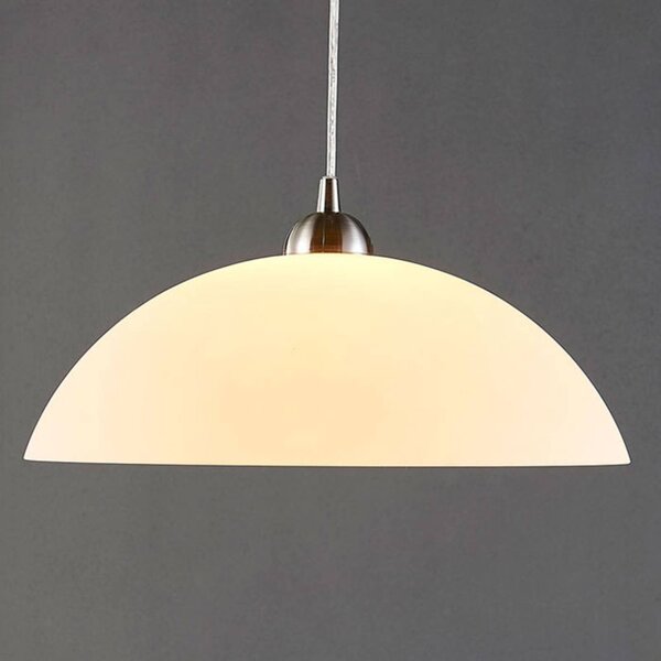 Lindby závěsné světlo Valeria, bílé, sklo, Ø 40 cm, E27, stmívatelný, Bílá / opál, Kuchyň, Sklo, Moderní