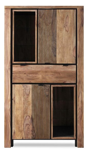 VITRÍNA, sheesham, přírodní barvy, 100/180/40 cm Livetastic - Kredence a vitríny, Online Only