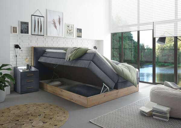 POSTEL BOXSPRING, 180/200 cm, antracitová Livetastic - Postele s úložným prostorem, Online Only