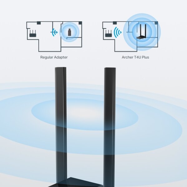 TP-Link-Bezdrátový USB síťový adapt. s anténami a ziskem Archer T4U Plus Wi-Fi