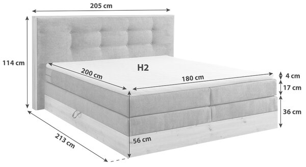 POSTEL BOXSPRING, 180/200 cm, světle šedá Livetastic - Postele s úložným prostorem, Online Only