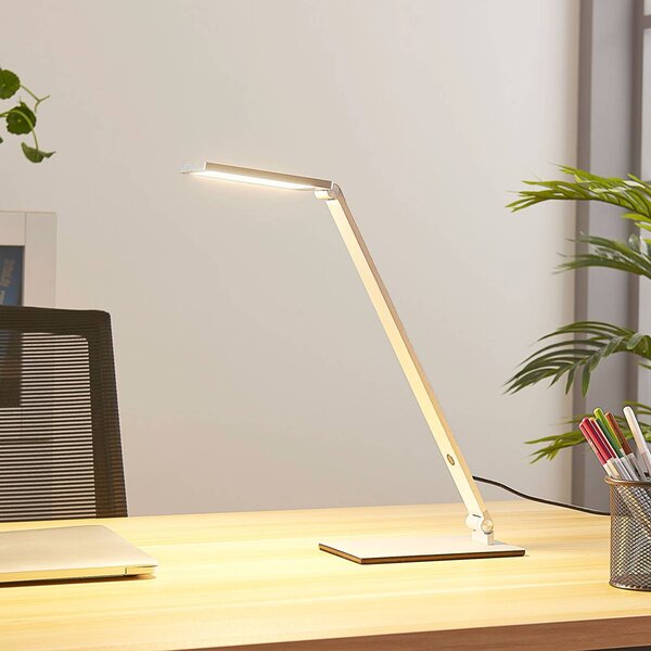 Lucande Resi - stmívatelná stolní lampa LED, stmívatelný, Hliník / šedá / zinek, Pracovna / kancelář, Hliník, Moderní