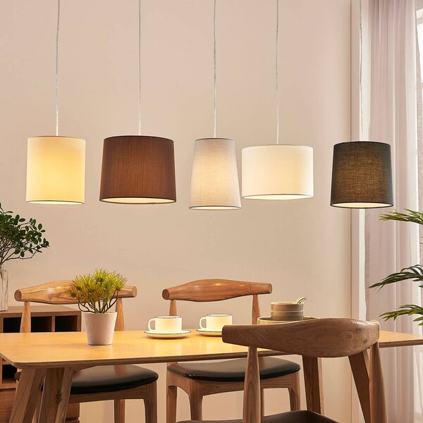 Lindby Textilní závěsná lampa Hermina, 5bodová, stmívatelný, Hnědá / rez, Obývací pokoj / jídelna, Textil / tkanina / hedvábí, Young lifestyle