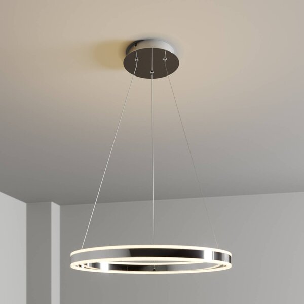 Lucande Závěsné svítidlo LED Lyani, Ø 60 cm, chrom, stmívatelné, stmívatelný, Chrom / stříbro, Obývací pokoj / jídelna, kov, Moderní