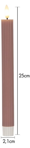 LED svíčka Flamme Stripe Pink – set 2 ks