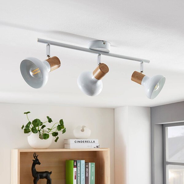 Lindby Stropní bodové svítidlo Fridolin, 50 cm, 3 světla, bílé, kovové, stmívatelný, Bílá / opál, Kuchyň, kov, Moderní